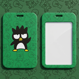 ID Card Badge Holder - Sanrio - Badtz-Maru Standing Single Dark Green Outline Pattern