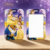 ID Card Badge Holder - Beauty and the Beast - Beauty and the Beast - Belle and Beast Purple Sparkle Background