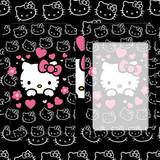 ID Card Badge Holder - Sanrio - Hello Kitty Black Background Pink Hearts Faces