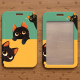 ID Card Badge Holder - Cute Black Cats