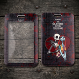 ID Card Badge Holder - The Nightmare Before Christmas - Jack and Sally Red Heart, Title Top
