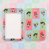 ID Card Badge Holder - The Powerpuff Girls - Blossom, Bubbles, and Buttercup Pastel Checkered Grid Character Pattern