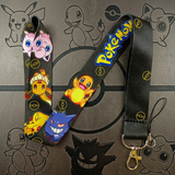 Lanyard - Pokémon - Pikachu, Charmander, Gengar, Jigglypuff Black