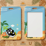 ID Card Badge Holder - Badtz-Maru - Badtz-Maru And Friend Relaxing On Beach