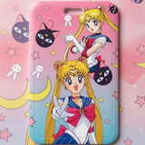 ID Card Badge Holder - Sailor Moon - Sailor Moon And Luna On Pink Sky