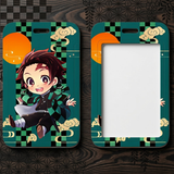 ID Card Badge Holder - Demon Slayer - Tanjiro Kamado Chibi On Green Checkered