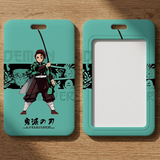 ID Card Badge Holder - Demon Slayer - Tanjiro Kamado With Sword On Teal