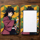 ID Card Badge Holder - Demon Slayer - Giyu Tomioka With Sword On Geometric Pattern