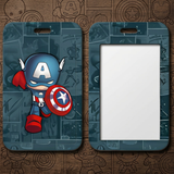 ID Card Badge Holder - Marvel - Chibi Captain America Comic Book Background