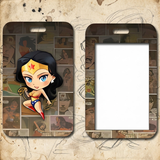 ID Card Badge Holder - DC Comics - Chibi Wonder Woman On Comic Book Panels