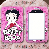 ID Card Badge Holder - Betty Boop - Sitting On Pink Floral