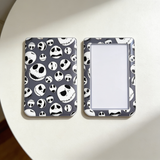 ID Card Badge Holder - The Nightmare Before Christmas - Jack Skellington Faces Pattern Gray Background