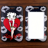 ID Card Badge Holder - Betty Boop - Red Heart Black Lips