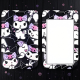 ID Card Badge Holder - Sanrio - Kuromi Faces Purple Bows Black Background