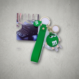 3D PVC Figure Keychain - M&M's - Green M&M Character With White 'm' Logo