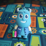 3D PVC Figure Keychain - Disney/Pixar - Sulley With Books, Monsters Inc. Strap
