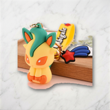 3D PVC Figure Keychain - Pokémon - Leafeon Sitting With A Shooting Star Charm