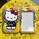 ID Card Badge Holder - Sanrio - Hello Kitty In Black Outfit On Yellow Graffiti