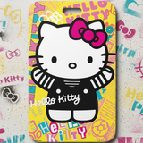 ID Card Badge Holder - Sanrio - Hello Kitty In Black Outfit On Yellow Graffiti