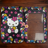 ID Card Badge Holder - Sanrio - Hello Kitty With Flowers On Black