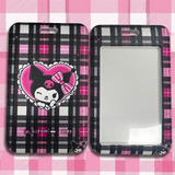 ID Card Badge Holder - Sanrio - Kuromi In Heart On Pink Plaid