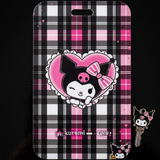 ID Card Badge Holder - Sanrio - Kuromi In Heart On Pink Plaid