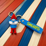 3D PVC Figure Keychain - The Smurfs - Papa Smurf Figure