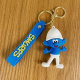 3D PVC Figure Keychain - The Smurfs - Smurf Figure With Blue Strap