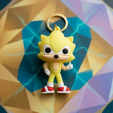 3D PVC Figure Keychain - Sonic the Hedgehog - Super Sonic Figure