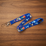 Lanyard - Peanuts - Snoopy Woodstock Rainbows Flowers Blue Polka Dot