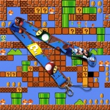 Lanyard - Super Mario Bros. - Mario & Luigi Mushrooms Question Blocks Blue Game Scene