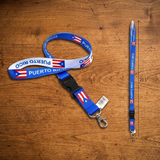 Lanyard - Puerto Rico - Blue and White Flag Detachable Buckle