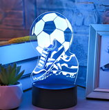 3D Illuminated Art - Soccer ball and shoes 3D Illusion LED Night Light 16 Colors