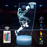 3D Illuminated Art - Basketball Player Slam Dunk 3D Illusion LED Night Light 16 Colors