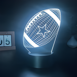 3D LED Night Light - American Football with Star