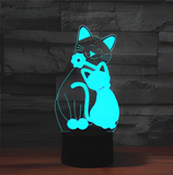 3D LED Night Light - Two cats