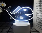 3D Illuminated Art - Cartoon Fish 3D Illusion LED Night Light 16 Colors