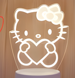 3D Illuminated Art - Hello Kitty - Hello Kitty holding a heart 3D Illusion LED Night Light 16 Colors