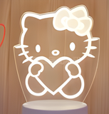 3D LED Night Light - Hello Kitty - Holding a heart
