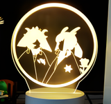 3D LED Night Light - Sky - White Bird and Peace Mushroom