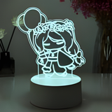 3D LED Night Light - Toilet-bound Hanako-kun - Chibi character with flower crown and