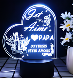 3D Illuminated Art - Heart with 'I love you Dad' message 3D Illusion LED Night Light 16 Colors