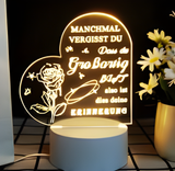 3D Illuminated Art - Heart with Rose and Sentimental German Message 3D Illusion LED Night Light 16 Colors