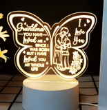 3D Illuminated Art - Grandma Love Message Butterfly 3D Illusion LED Night Light 16 Colors