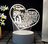3D Illuminated Art - To My Daughter message heart light 3D Illusion LED Night Light 16 Colors
