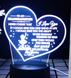3D Illuminated Art - Heart with 'To My Granddaughter' message and girl silhouette 3D Illusion LED Night Light 16 Colors