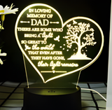3D Illuminated Art - Heartfelt memorial message for Dad with tree 3D Illusion LED Night Light 16 Colors
