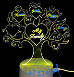 3D Illuminated Art - Family tree with hearts 3D Illusion LED Night Light 16 Colors