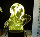 3D Illuminated Art - Attack on Titan - Levi Ackerman (Captain Levi) with arm behind head 3D Illusion LED Night Light 16 Colors