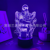 3D Illuminated Art - Attack on Titan - Levi Ackerman sitting in a chair 3D Illusion LED Night Light 16 Colors